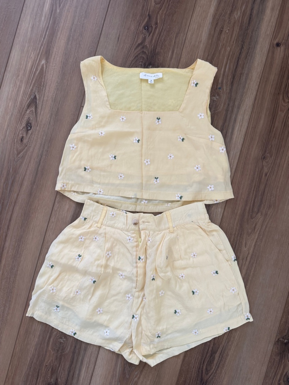 Yellow Embroidered Two-Piece Set
